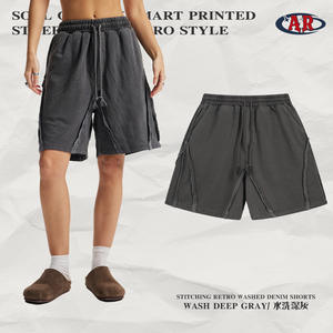 ARTIE-Pantalones cortos holgados con cordón desgastado retro para hombre, con costuras de 400G, para primavera y verano, marca Tide - Product Image 5