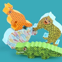 Ensemble de blocs d'équilibre en bois pour animaux, jeu d'empilage amusant pour l'apprentissage précoce, reconnaissance des couleurs et des formes, jouet éducatif pour les enfants de 0 à 24 ans