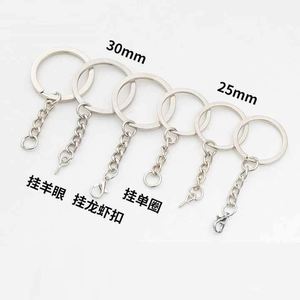 Wholesale Factory 25mm 30mm <b>Keyring</b> With Chain DIY Hardware Keychain Accessory Silver Nickel Plating Flat <b>Keyring</b> Split Key <b>Ring</b> - Product Image 6