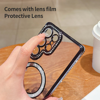 Pour Samsung Galaxy S25 Ultra S24 Plus S26 Étui de téléphone en TPU transparent magnétique de luxe avec placage électrolytique, coque arrière antichoc