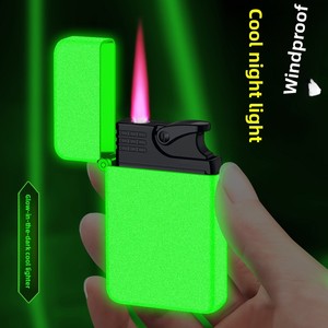 Nouveau Briquet Métallique Créatif Lumineux Haut de Gamme Coupe-Vent à <span class=keywords><strong>Flamme</strong></span> Rouge Ultra-Fine Rechargeable au Butane - Product Image 2