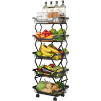 Étagère pliante multifonctionnelle pour la cuisine, articles ménagers, étagère de rangement en métal pour la cuisine, étagère pliable en acier au carbone avec roulettes