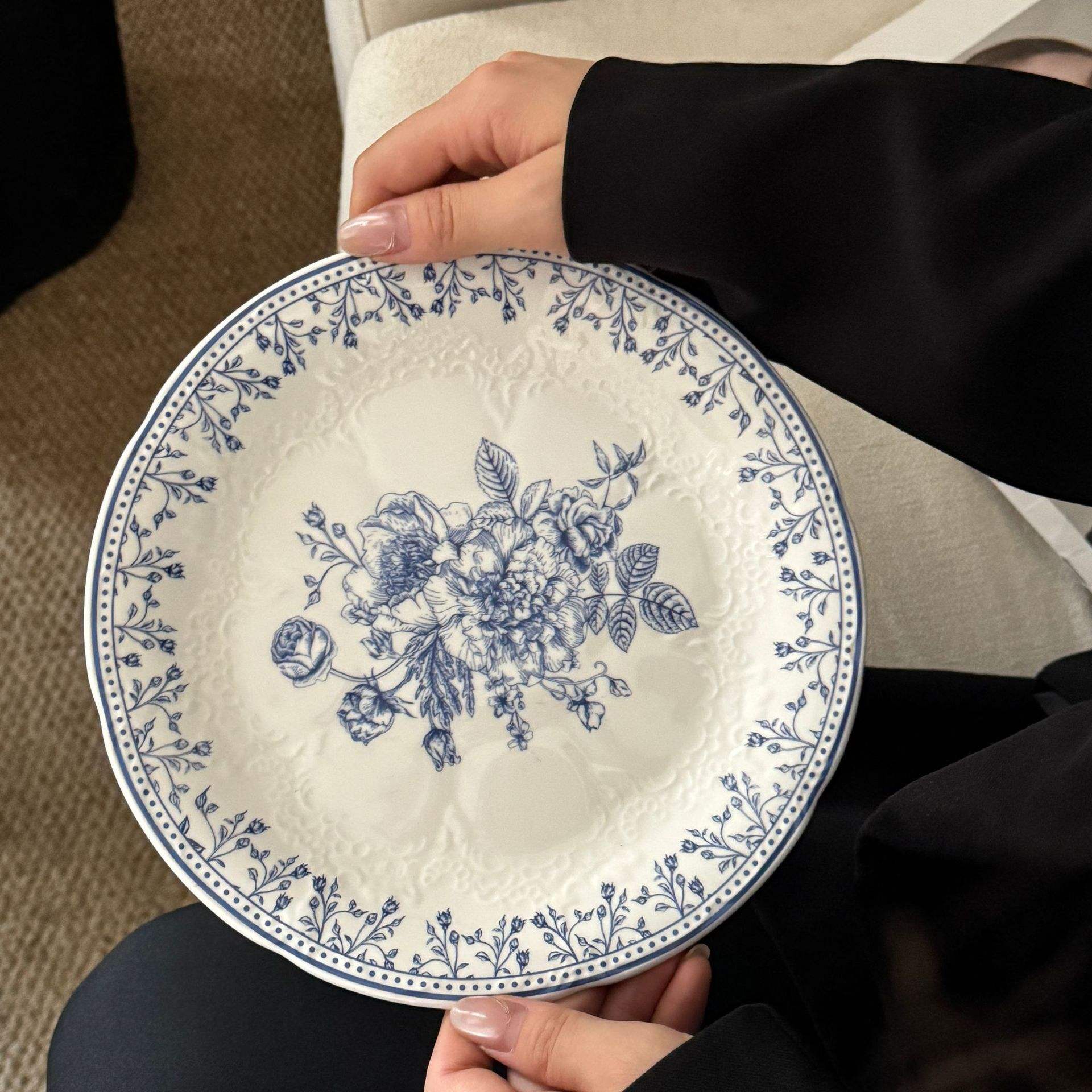 Blue and white round plate, 6 inches, 15.5*2