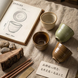 ถ้วยชาเซรามิกสไตล์ญี่ปุ่น ถ้วยกาแฟเอสเพรสโซ่เซรามิกทรงไม่สมมาตร สำหรับใช้ในบ้านและร้านอาหาร - Product Image 6