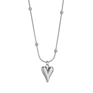 Collana <span class=keywords><strong>con</strong></span> <span class=keywords><strong>ciondolo</strong></span> a forma di cuore in acciaio inossidabile <span class=keywords><strong>con</strong></span> catena a serpente Unisex di grandi marchi in acciaio inossidabile alla moda - Product Image 1