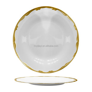 JIUWANG, venta al por <span class=keywords><strong>mayor</strong></span>, plato de restaurante barato con borde dorado, platos de <span class=keywords><strong>cerámica</strong></span> a granel, platos de cena, venta por tonelada - Product Image 6