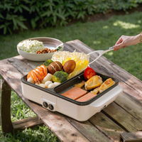 Wok électrique multifonctionnel pour barbecue et étudiant avec verre antiadhésif trempé pour faire bouillir la soupe et frire d'autres utilisations