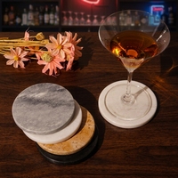 Sous-verre en marbre naturel de 10 cm de diamètre, résistant à la chaleur, antidérapant, pour verres à café et à whisky