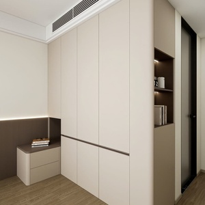Custom-Made Modern Minimalist Children's Bedroom Wardrobe with Modular Desk <b>Bookshelf</b> Adjustable Height and <b>Open</b> Shelving - Product Image 4