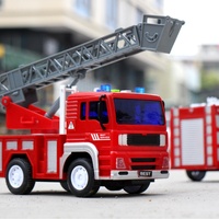 Samtoy 1:20 Light Sound petit moteur jouet métal Friction jouet véhicule camion de pompiers jouet pour enfants avec bras Long