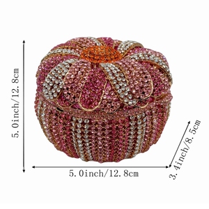 Bolso de Mano Elegante con Pedrería y Flores para Mujer, Bolso de Noche con Cristales Exquisitos y Cadena para Fiestas y Celebraciones - Product Image 2