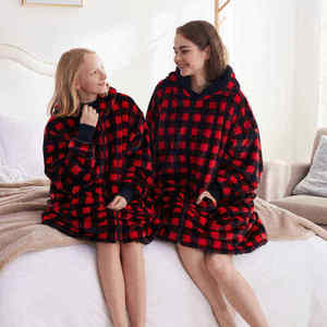 <span class=keywords><strong>Coperta</strong></span> con Cappuccio Oversize in <span class=keywords><strong>Pile</strong></span> Sherpa e Flanella, Calda e Spessa, con Ampie Tasche - Product Image 4