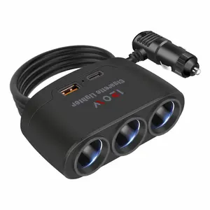 3-In-1 Auto Oplaadstekker Adapter Sigarettenaansteker Multi-Socket Sigaar Jack Splitter Dual Usb Power Distributeur Interieuronderdelen