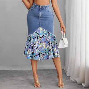 <span class=keywords><strong>Jupe</strong></span> sirène <span class=keywords><strong>en</strong></span> <span class=keywords><strong>jean</strong></span> bleu clair pour femme YUANBOFEI, de <span class=keywords><strong>haute</strong></span> qualité, <span class=keywords><strong>taille</strong></span> <span class=keywords><strong>haute</strong></span>, patchwork, imprimé graphique, <span class=keywords><strong>jupe</strong></span> sirène <span class=keywords><strong>en</strong></span> <span class=keywords><strong>jean</strong></span> - Product Image 2