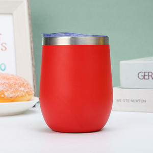 Wholesale 12oz Insulated Double Wall Plastic SprayingStainless Steel <strong>Wine</strong> <strong>Tumbler</strong> Egg Shape Coffee Mug Custom Logo - Product Image 4