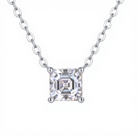 Collier carré en moissanite tendance transfrontalier, en argent S925 inaltérable pour femme, polyvalent pour le travail et le quotidien, parfait