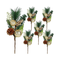 Vente flash - Bouquet de fleurs de Noël scintillant en or, rouge baie, vert et pomme de pin, décoration de couronne