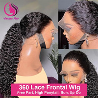 Peluca Frontal de Encaje Completo sin Pegamento, Peluca de Cabello Indio 100% Natural sin Procesar, Pelucas de Cabello Humano con Encaje Completo 360 con Cutícula Alineada
