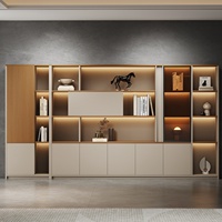 WJG-201X Meuble de classement en bois minimaliste pour bureau avec portes vitrées - Rangement sur pied pour usage commercial