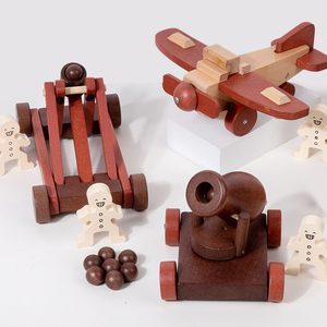 Giocattolo Educativo STEM in Legno da Assemblare, Modello di Veicolo d'Assedio con Catapulta e Cannone, Aereo da Combattimento - Product Image 2