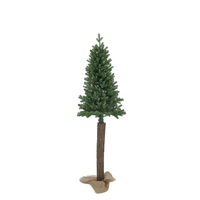 Sapin de Noël artificiel pré-éclairé givré avec accents argentés et dorés et rubans