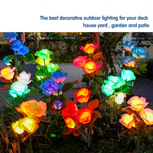 Lampes solaires à 3 têtes en forme de rose pour l'aménagement paysager, lumières solaires extérieures pour jardin, étanches - Product Image 6