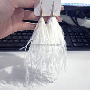 RE4332-pendientes largos de plumas para mujer, aretes colgantes con borlas y diamantes de imitación, joyería - Product Image 1