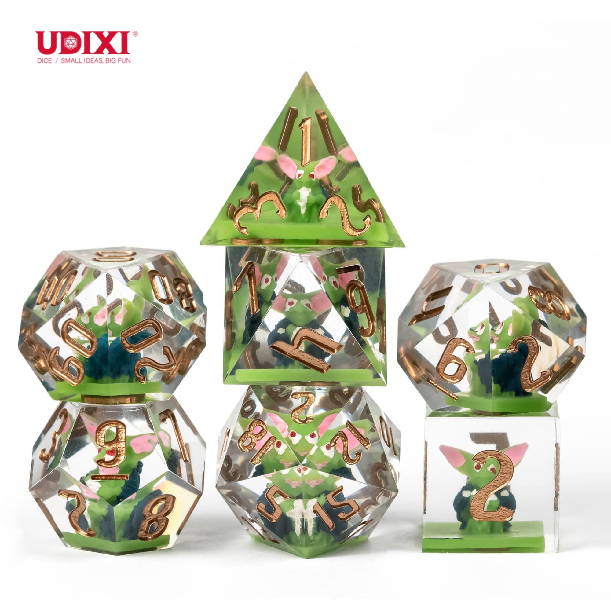 Udixi полигедрал Пользовательский логотип ролевая игра Подземелья и Драконы Смола острые края боковые игральные кости Гоблин
