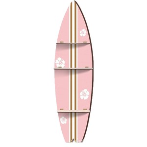 Estante de pared para tablas de surf, organizador de almacenamiento colgante de 3 niveles con rayas rosas y doradas para decoración con temática de playa - Product Image 5