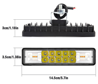 Barre lumineuse LED de travail 6 pouces, 48W, double couleur, lampe de signalisation pour JEEP SUV ATV Niva tout-terrain 4x4 camion remorque 12V 24V