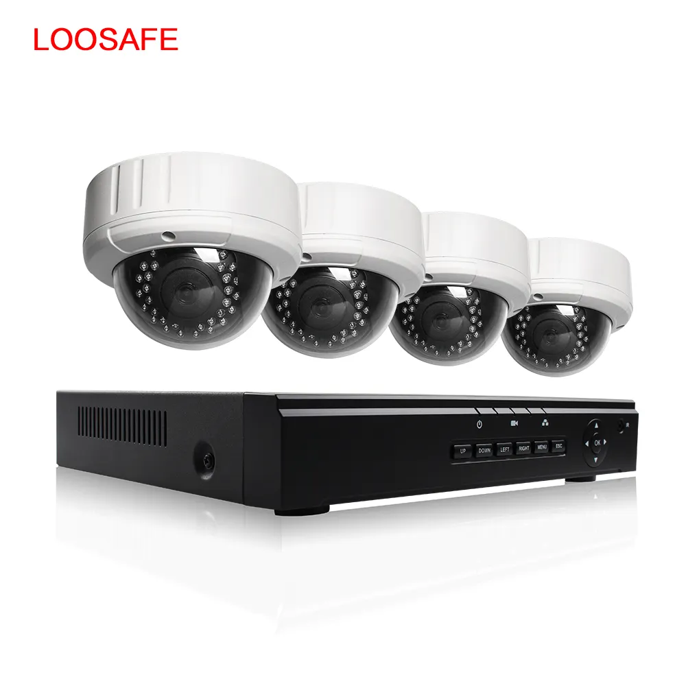 LOOSAFE 4個2MP HD DOME POE Security System IP Dome Camera 30メートルInfraredカメラWith IP66 Waterproof Metal Case