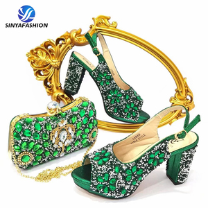 Sinya oro nigeriano cristallo africano festa nuziale <span class=keywords><strong>sposa</strong></span> italiano <span class=keywords><strong>scarpe</strong></span> e borse abbinate Set per le donne - Product Image 6