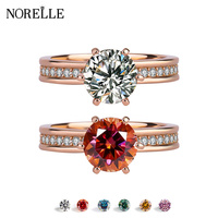 Cincin pertunangan wanita perak Sterling 925 mewah klasik, cincin pertunangan 2 karat warna D VVS berlian Moissanite dengan emas mawar