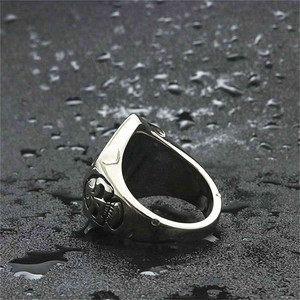 Men's Titanium Steel <b>Skull</b> <b>Ring</b> 13 Logo Geometric Design Retro Punk Style Silver Jewelry Gift - Product Image 2