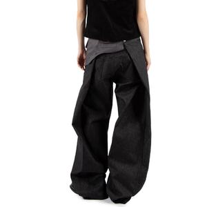 Jeans de Mezclilla Plegados para Hombre, 100% Algodón, de Alta Calidad, con Logotipo Personalizado al por Mayor, Mezclilla Cruda, Estilo Baggy - Product Image 3