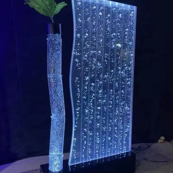 Novo design parede montada água dança bolha parede iluminação decorativa interior artificial cachoeira fonte aquário