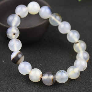 Pulsera de cuentas de ágata blanca de 6 mm, redonda, de piedra natural, regalo de joyería para mujeres, amigas, regalo de cumpleaños - Product Image 3