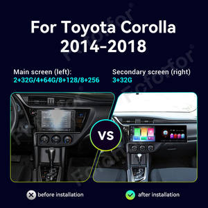 Autoradio à double écran <span class=keywords><strong>23</strong></span>'' pour Toyota Corolla 2014-2018 Android 14 Navigation GPS Lecteur multimédia Auto CarPlay sans fil - Product Image 2