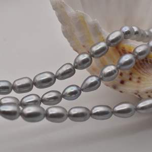 Perlas Barrocas de Agua Dulce Naturales de 7-8 mm, Forma de Arroz, Color Gris, Cuentas Sueltas para Bisutería Hecha a Mano - Product Image 3