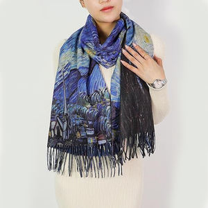Echarpe douce en cachemire Elégante Grande écharpe chaude d'hiver Châle Wrap Cadeaux Monet <span class=keywords><strong>Klimt</strong></span> Van Gogh's Art Imprimé - Product Image 5