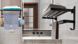 Porte-serviettes en aluminium spatial, sans perçage, anti-corrosion, avec barres de suspension, pour la maison, l'hôtel, la salle de bain et les toilettes, pliable - Product Image 5