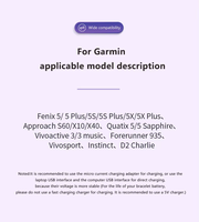 Cable de Carga para Reloj Deportivo Garmin de 3 pies, Salida de CC, Material Ignífugo, Protección Contra Cortocircuitos