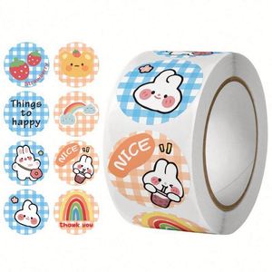 Lot de 500 autocollants ronds personnalisés écologiques pour emballages, étiquettes de remerciement en forme de fleur, rouleau pour petites entreprises, en papier - Product Image 5