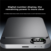 Batterie externe portable en métal mini avec logo personnalisé, charge magnétique sans fil 15W avec affichage numérique, batterie externe ultra-fine