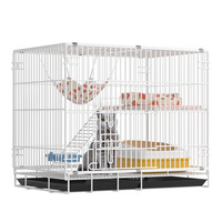 Enclos d'élevage intérieur pliable en fil métallique respirant, facile à ranger, villa pour chat surélevée à plusieurs niveaux, cage pour chat en fer