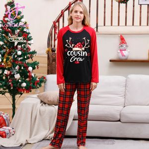 Loveda بيع بالجملة الشتاء عيد الميلاد المطبوعة الملابس المنزلية الأم والطفل دعوى منقوشة خليط مجموعة منامة - Product Image 4