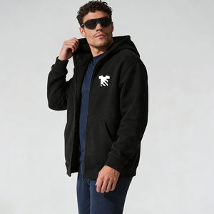 Winter High Quality Custom Blank 400Gsm Soft Fleece Breathable Jacket Hoodie Loose Fit <b>Black</b> Active Wear <b>Men</b> Zip Up <b>Hoodies</b> - Product Image 4