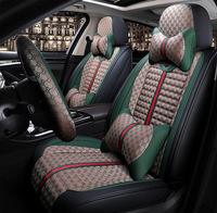Housse de siège de voiture en PVC avec impression monogramme de luxe, ensemble complet, motif vintage tendance avec coussins pour SUV et berline