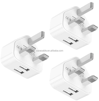 Adaptateur de voyage à charge rapide 10W 2.1A double USB QC2.0 avec prise UK 3 broches pour appareil photo
