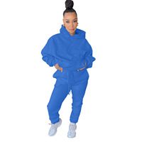 Ensemble de survêtement épais pour femme automne-hiver 2021 : sweat à capuche et pantalon de jogging deux pièces